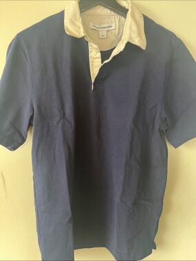 Amazon Essentials Navy Polo with Cream Contrast Collar